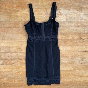 FREE PEOPLE Intimately Short Black Dress Size XS Nylon Spandex Lace Ribbon